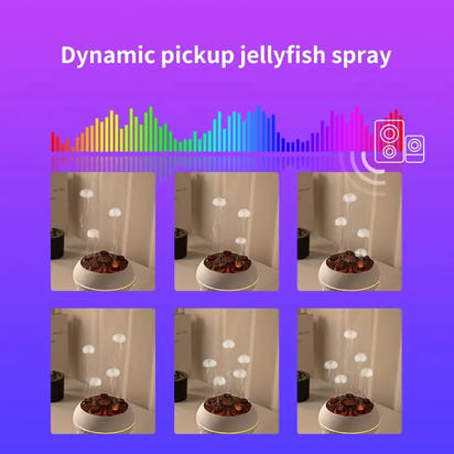 Dynamic pickup jellyfish spray with sound wave graphics on a purple background