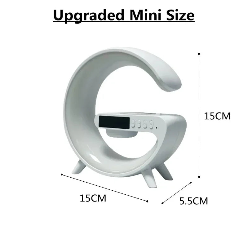 White letter 'G' device with dimensions on a white background