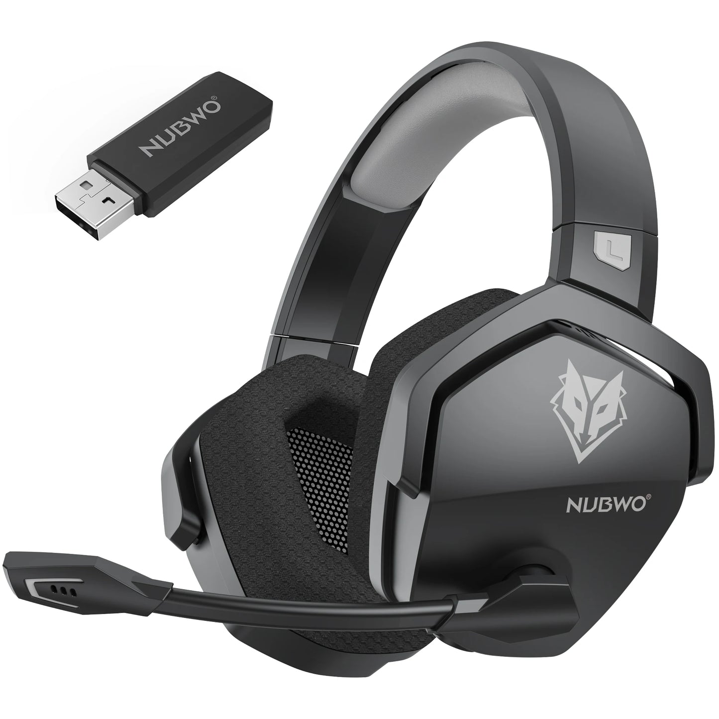 Black dual-mode gaming headset with built-in microphone and soft padding.