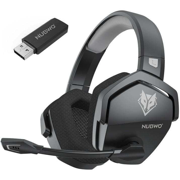 Black dual-mode gaming headset with built-in microphone and soft padding.