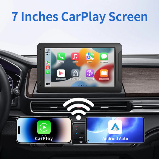 7-inch wireless CarPlay and Android Auto screen mounted on car dashboard – Lynda Kay’s Shop

