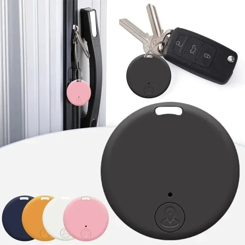 Keychain device with remote control and color options displayed on a white background