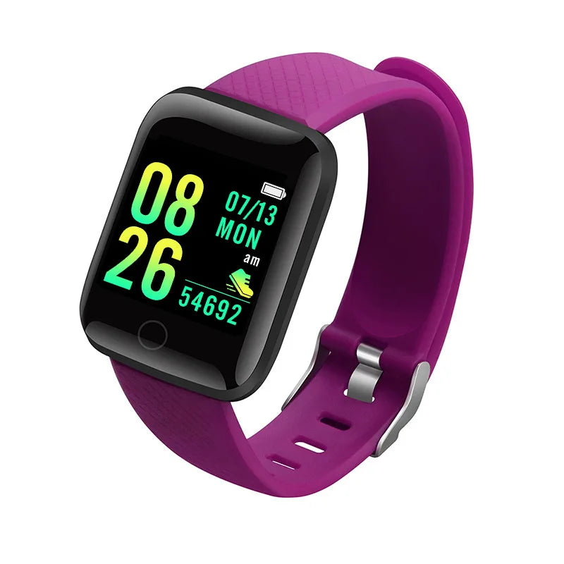 Smartwatch with a purple band on a white background
