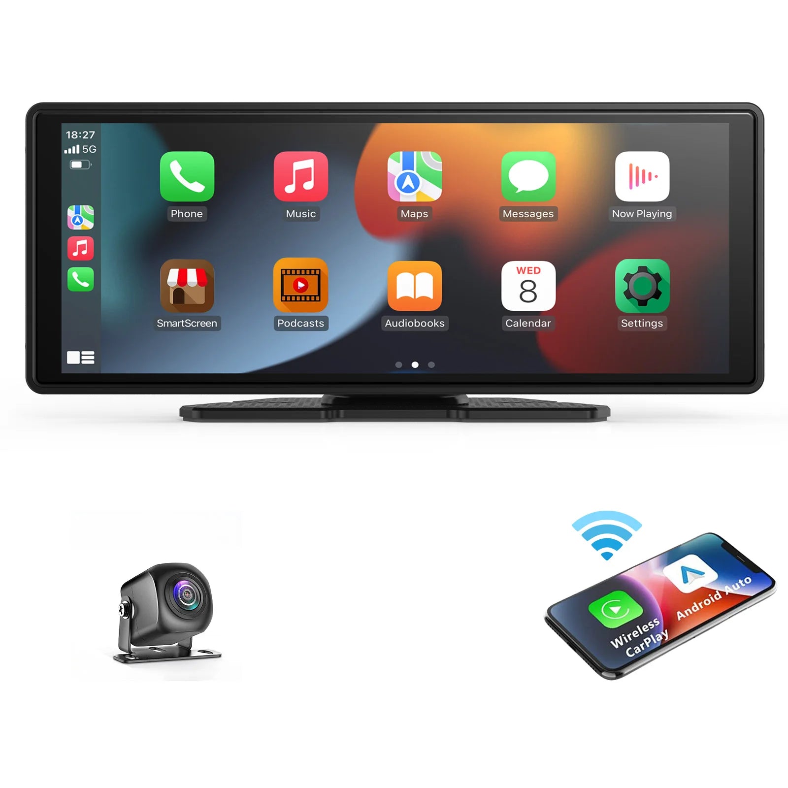 Wireless 7-inch Android Auto and CarPlay display in driving scene – Lynda Kay’s Shop
