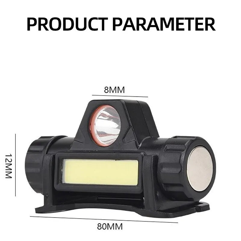 Black flashlight with measurements on a white background