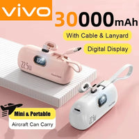 VIVO Capsule Power Bank – 30000mAh Fast-Charge Portable Mini Charger with Digital LED Display