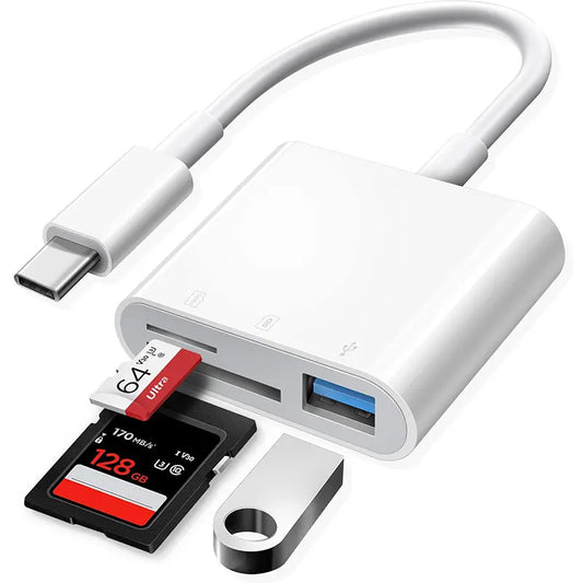 3-in-1 USB-C memory card reader for TF, SD, and CF cards