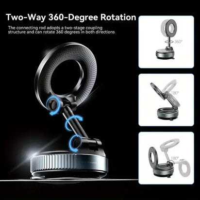 “Magnetic car mount showing suction base and rotation design”