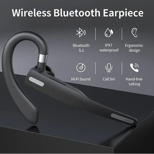 Trucker Wireless Bluetooth Headsets 5.1-NoiseCancelling Dual Mic Hands - Free Earpiece (Ships from USA)